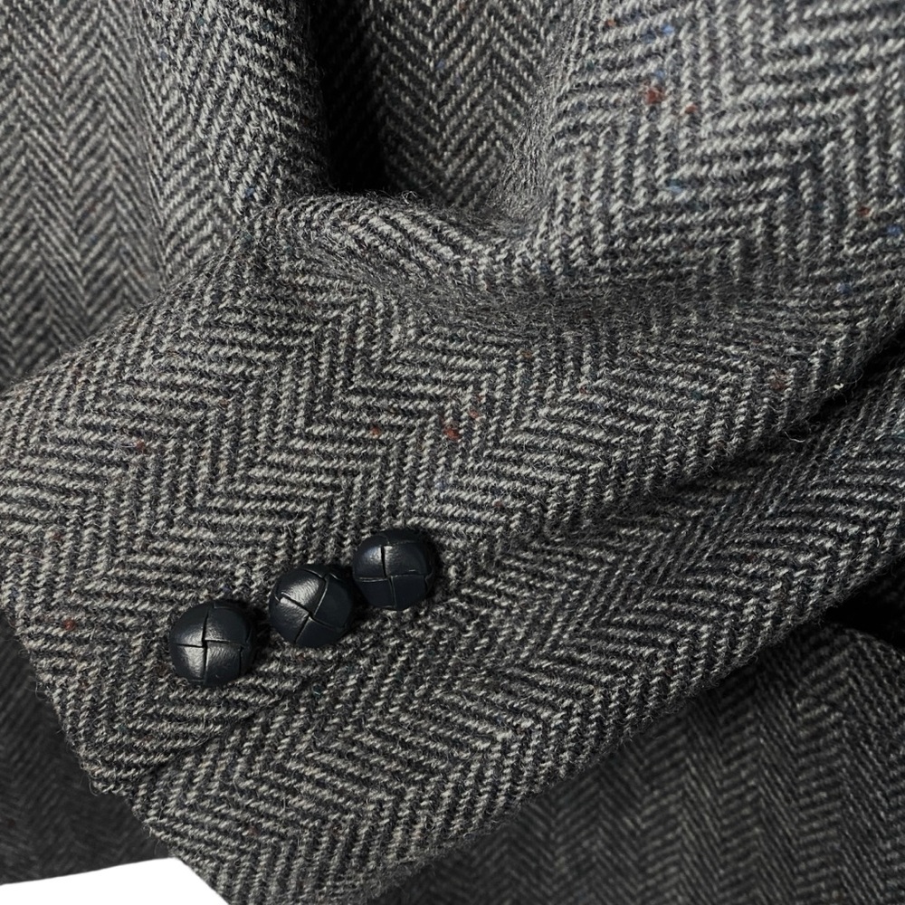 Jos. A. Bank Charcoal Herringbone Tweed Blazer Classic Academia Women's Size 12 - Picture 2 of 7